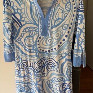 Blue and White Abstract Dress/Beachy Keen